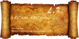Létai Károly névjegykártya